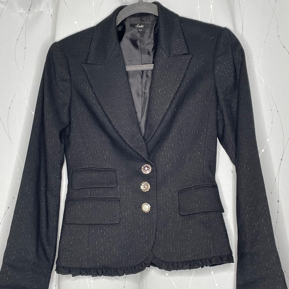 Selé Black Blazer with Shoulder Pads - Picture 1 of 3